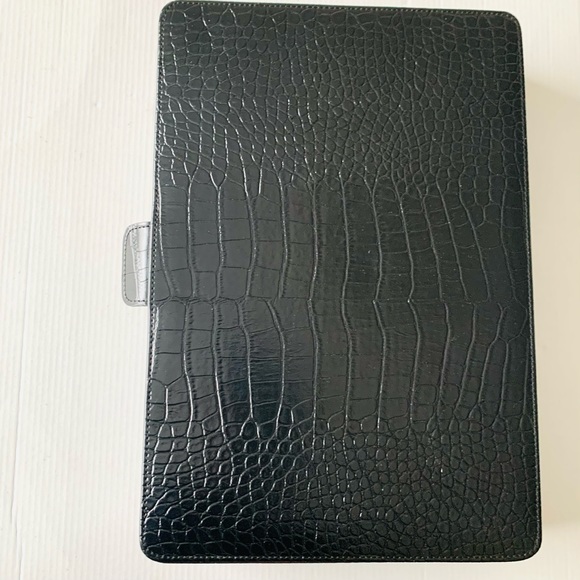 Black croc leather jewelry accessories box rectangular leather box with lid - Picture 2 of 7